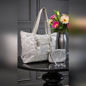 Coach Silver Lurex Poppy 2009 Shoulder Bag Set